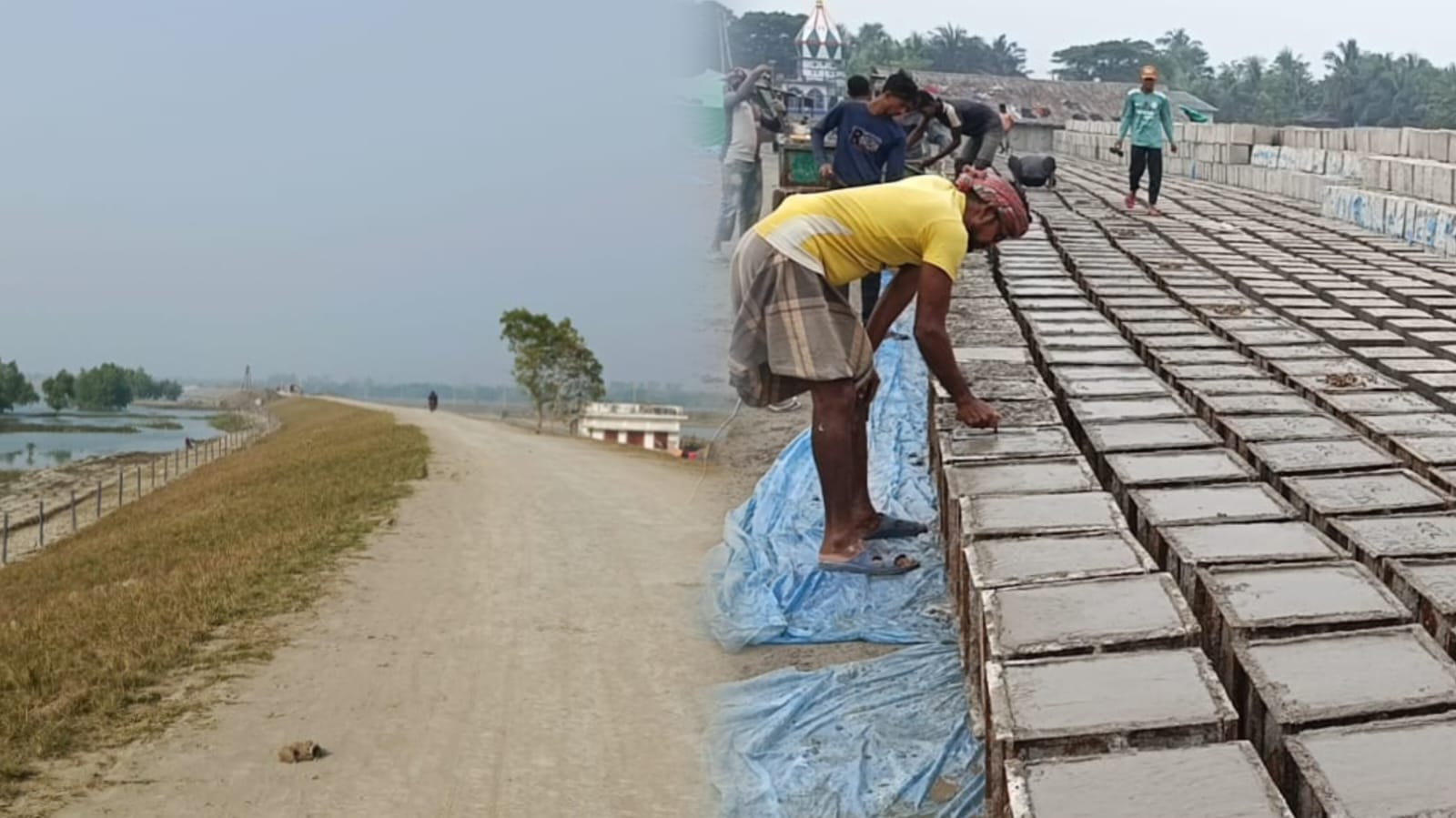 কয়রায় পোল্ডার নং-১৪/১ পুনর্বাসন প্রকল্পের কাজ চলছে জোরেশোরে