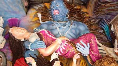 শ্যামনগরে ২৫ ফুট উচ্চতার প্রতিমায় দক্ষযজ্ঞ ও শিবের তান্ডবনৃত্য
